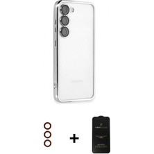 Marsilyan™- Galaxy S23 Plus Kılıf Vadi Minimal - Siyah 6d Antistatik Mat Seramik Hayalet Nano Ekran Koruyucu + Metal Kamera Lens - Kı