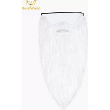 Naturion Beyaz Renk Lastikli Uzun Takma Sakal 40 cm