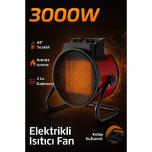 The Wlue Elektrikli Isıtıcı Fan | 3000W Hızlı Isınma | 3 Kademeli Ayar | Sessiz Ptc Isıtma Teknolojisi