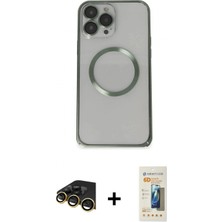 Marsilyan™- iPhone 13 Pro Max Kılıf Ahenk Işık Serisi - Siyah 6d Mat Seramik Hayalet Nano Ekran Koruyucu + Raze Metal Kamera Lens - Gd