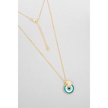 So CHIC Nazar Figürlü 18 Ayar Sarı Altın Kaplama 45 cm Gümüş Minimal Kolye