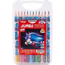 ArtMaster 12 Li Jumbo Kuru Boya Kalemi Plastik Kutu 1 Paket Fatih Sonic Figürlü Kalın 12 Renk Kuruboya Tam Boy Renkli Kalem