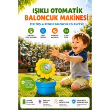 Mofy Baby Saksıda Çiçek Şeklinde Otomatik Hazneli Pilli Işıklı Baloncuk Makinesi Oyuncak Bubble