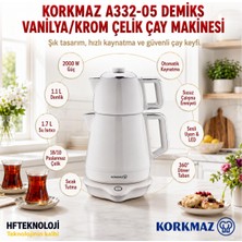 Korkmaz  Demiks Vanilya Krom 2000 W Çelik Çay Makinesi