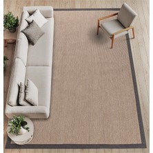 Carpet Diem Home Design Dokuma Balık Sırtı Sisal Kolay Temizlenir Mutfak Antre Oturma Odası Kumaş Bordürlü Özel Bej Halı