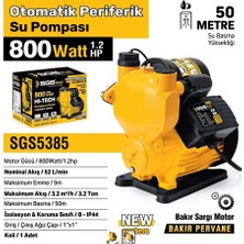 Sgs Otomatik Periferik Su Pompası 800 Watt 1.2 Hp SGS5385