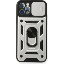 Mudanis Apple Iphone 12 Pro Kılıf Pars Lens Yüzüklü Silikon - Gümüş