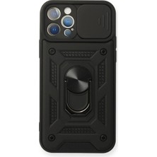 Mudanis Apple Iphone 12 Pro Kılıf Pars Lens Yüzüklü Silikon - Siyah