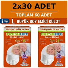 Freshlife L Beden Büyük Boy Emici Külot Hasta Bezi 60 Adet 2 x 30 Nefes Alan Tekstil Yüzey ile Konfor