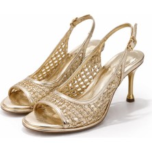 Patron Shoes Kadın El Örmesi Topuklu Ayakkabı 8 cm Ince Topuk Şık Yazlık Ayakkabı