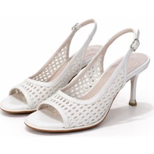 Patron Shoes Kadın El Örmesi Topuklu Ayakkabı 8 cm Ince Topuk Şık Yazlık Ayakkabı