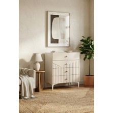 By Cino BYCİNO Leyla 4 Çekmeceli Modern Tasarım Mdf Membran Kapak Lambiri Bej Şifonyer