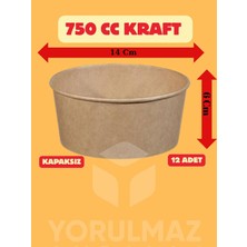 Yorulmaz Ambalaj 🥗 750 cc Kraft Salata Kasesi Kapaksız 12’li – Geniş Hacimli Şık Sunum