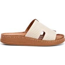 Tergan Four Season Tergan Krem Hakiki Deri Kadın Terlik - K4METR068705-A68