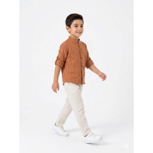 Kids Çocuk Erkek Çocuk Hakim Yaka Gömlek Pantolon Takım Yazlık Şık Kombin 2 Parça ( 3-12 Yaş )