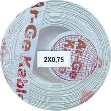 Arge 2X0.75MM Cca Kordon Beyaz 100 mt
