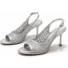 Patron Shoes Kadın El Örmesi Topuklu Ayakkabı 8 cm Ince Topuk Şık Yazlık Ayakkabı