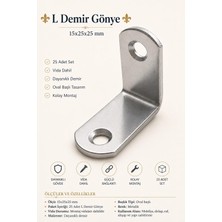 Nzb L Demir Gönye Oval Başlı 15X25X25 mm Köşebent Seti Dayanıklı Demir Mobilya Raf Aparatı (25 Adet)