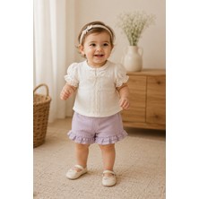 Gültekin Bebe Kardelya Kız Dantelli Müslin Kumaş Şortlu Ikili Takım 6-18 Aylık - DÜ1731290 - Gül Kurusu