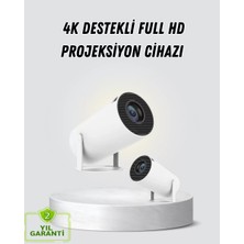 Venüs Shopping Full Hd 4K Destekli Akıllı Projeksiyon – 130 Inç Ekran, Uzun Ömürlü Ampul ve Çoklu Giriş