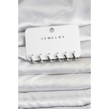 Uravas Store Gümüş Renk Pirinç Minimal Petek Detaylı Kadın Küpe Seti