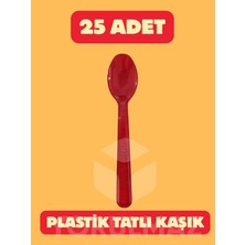 Yorulmaz Ambalaj ❤️ 25 Adet Kırmızı Kristal Tatlı ve Dondurma Kaşığı 🍨 Eğlenceli Kaşık🍧🌈