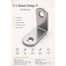 Nzb 50 Adet Set L Demir Gönye 15X25X25 mm Oval Başlı Dayanıklı Metal Köşebent Vida Dahil Montaj Aparatı
