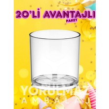 Yorulmaz Ambalaj 🥤 20’li 220 cc Plastik Bardak – Viski & Meşrubat Için Ekonomik Paket, Sağlam ve Şık Tasarım