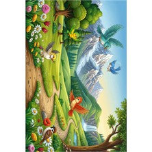 Kartela Halı Huzurlu Orman Kaymaz Taban Çocuk Oyun Halısı - 60 x 90 cm