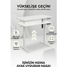Tecno Elektrikli Yükseklik Ayarlı Masa - 120X60 - Beyaz