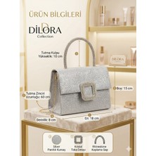 Dilorans Dilora Simli Kadın Abiye El Çantası Kristal Taş Tokalı Şık Düğün Nişan Davet Çantası