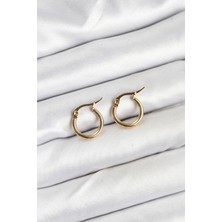 Uravas Store 316L Çelik Gold Renk 12 mm Halka Kadın Küpe