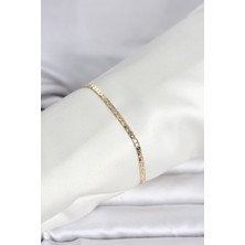 Clariss cm 14K Gold Renk Yassı Ezme Zincir Model Kadın Bileklik