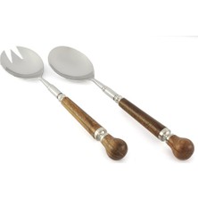 Mikasa Moor Gümüş Ahşap Salata Servis Seti