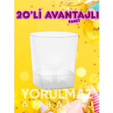 Yorulmaz Ambalaj 🥤 Kare Plastik Viski & Meşrubat Bardağı 220 cc – 20’li Paket, Şık ve Dayanıklı Kullan-At Çözüm