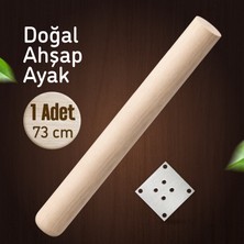 Badem10 Bohem 73 cm (1 Adet) Doğal Ahşap Boyasız Silindir Sehpa Ayağı - (1 Adet) 8x8 Metal Montaj Aparatı