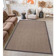Carpet Diem Home Design Dokuma Balık Sırtı Sisal Kolay Temizlenir Mutfak Antre Oturma Odası Kumaş Bordürlü Özel Kahve Halı