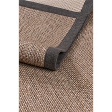 Carpet Diem Home Design Dokuma Balık Sırtı Sisal Kolay Temizlenir Mutfak Antre Oturma Odası Kumaş Bordürlü Özel Kahve Halı