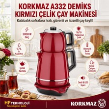 Korkmaz Özel ve Kompakt Bir Tasarıma Sahip Olan Demiks Kırmızı 2000 W Çelik Çay Makinesi
