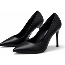 Patron Shoes Kadın Hakiki Deri 10 cm Ince Topuklu Stiletto Sivri Burun Şık Klasik Günlük ve Abiye Ayakkabı