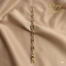 Dizay Concept Taş İşlemeli Gold Gemi Zinciri Model Lüks Bileklik-Dzy-4