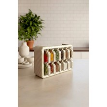 Kitchen Life 12'li Standlı,kulplu Kendinden Yapışkanlı Kapaklı,kaşıklı Baharatlık Takımı