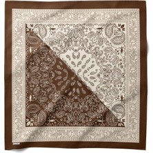 Hawwa Etnik Desenli Çok Renkli Saten Fular 55 x 55 cm Zarif Kadın Aksesuarı
