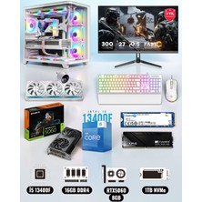 Symoon I5 13400F 16GB Ddr4 Ram 1tb Nvme 5060 Ekran Kartlı 360MM Sıvı Soğutmalı 27 Inç Monitörlü Klavyeli Gaming Pc