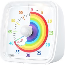Hephaistoss Yunbaoit Gece Işıklı Beyaz Timer Renkli Gökkuşağı Tasarımlı 60 Dk. Mekanik Mutfak ve Çocuk Zamanlayıcı – Sevimli ve Kullanışlı Timer