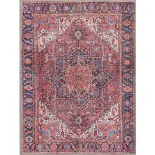 Pera Halı Bordo ve Terracotta Medalyonlu Vintage Halı - T0690OU