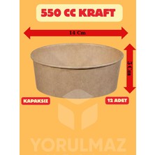 Yorulmaz Ambalaj 🥗 550 cc Kraft Salata Kasesi Kapaksız 12’li – Doğal Görünümlü Sunum Kabı