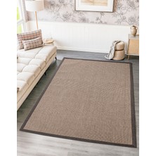 Carpet Diem Home Design Dokuma Inci Sisal Kolay Temizlenir Mutfak Antre Oturma Odası Kumaş Bordürlü Özel Kahve Halı