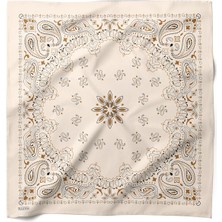 Hawwa Krem Paisley Desenli Saten Fular