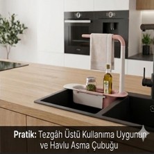 Cendix CX7EVY01 Teleskopik Evye Düzenleyici Ayarlanabilir Lavabo Organizer Sepetli Raf Pembe